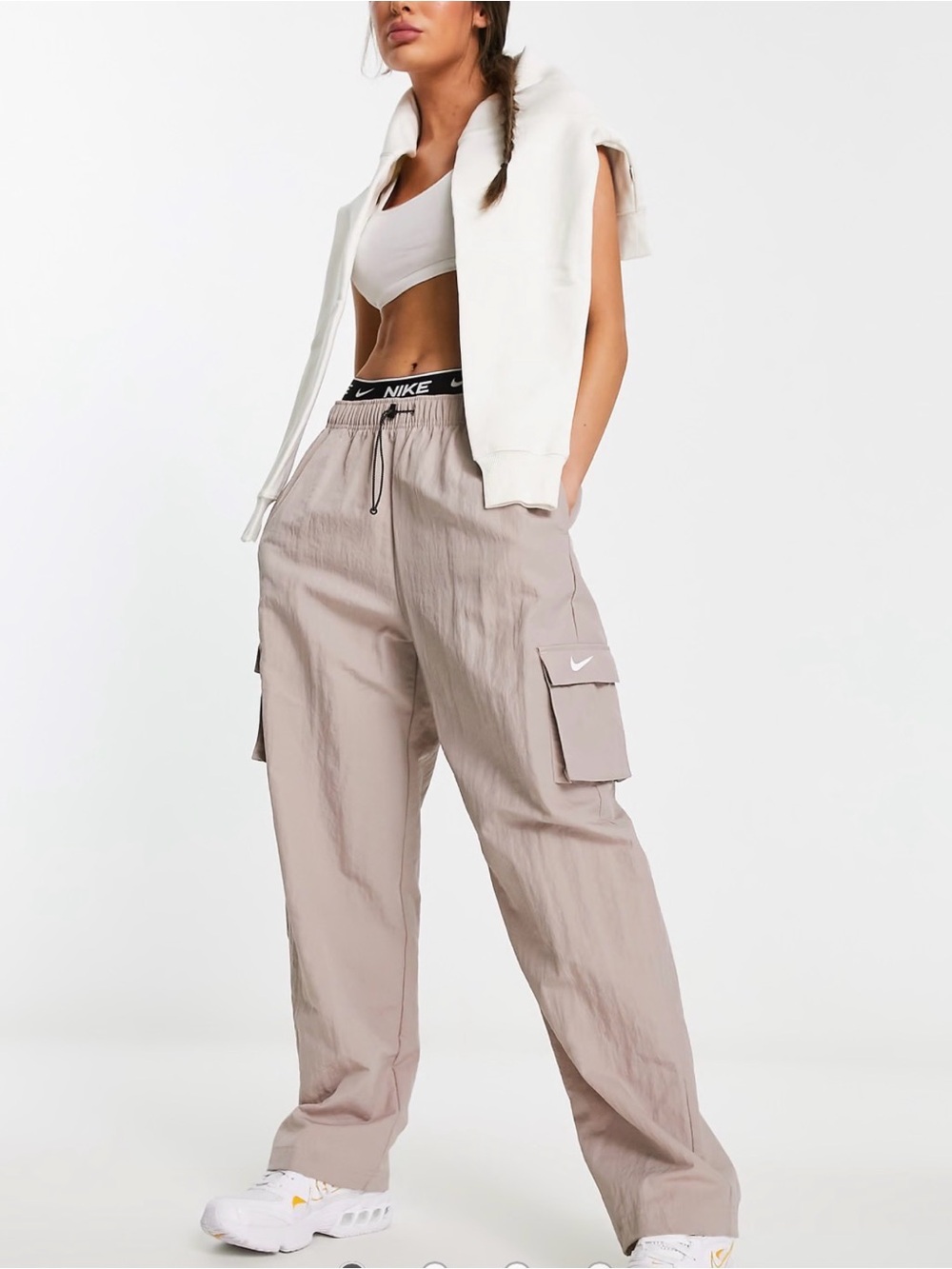 Nike Taupe Essential Cargo Track Pants with Swoosh Logo Pocket